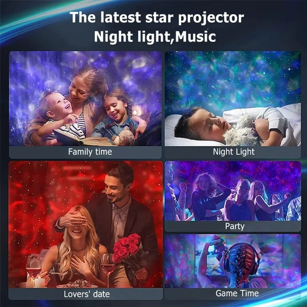 LED ستار غالاكسي العارض المحيط موجة ضوء الليل تدوير السماء المرصعة بالنجوم جو مصباح لوميناريا عيد الميلاد مصباح ديكور هدية