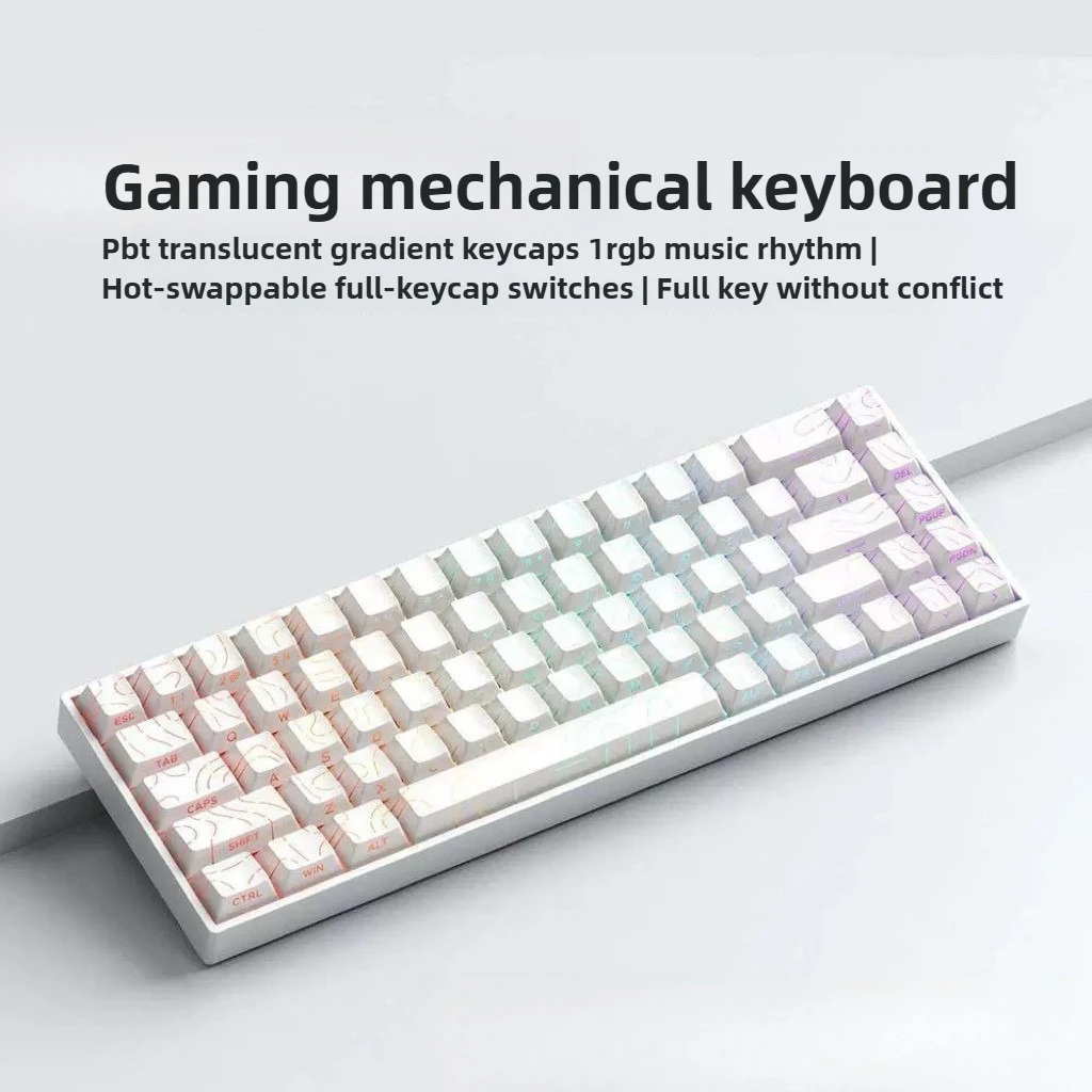 Mechanical Keyboard 68-Key keyboards teclado gamer keyboards gaming 68% rgb teclados Portable Laptop computer white key board