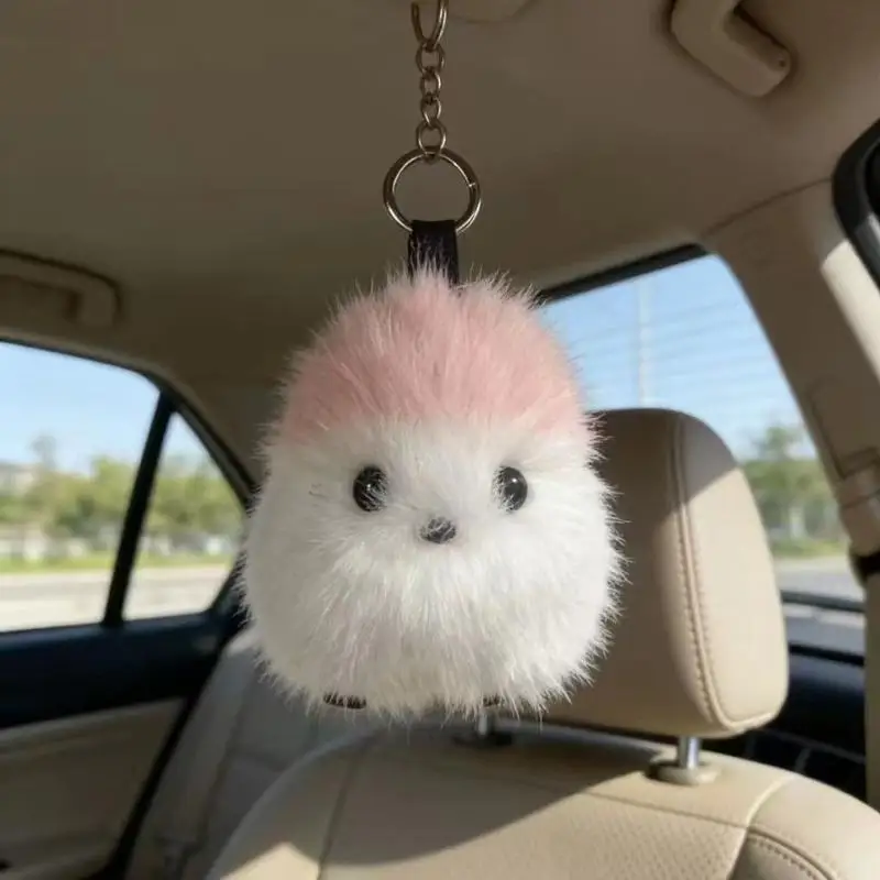 New Cute Fluffy Round Bird Plush Keychain Bird Doll Bag Pendant Backpack Decor Car Accessories Gift