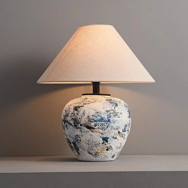 

Wabi Sabi Wind Ceramic Table Lamp Homestay Retro Simple Superior Japanese Zen Hotel Living Room Bedroom Ambient Light