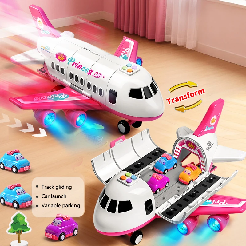 Zabawka samolot deformujący się w kształcie samolotu dla chłopca z muzyką, światłem, symulacją toru, napędem inercyjnym, duży rozmiar, samolot dla dzieci, zabawka samochodowa, prezenty dla dzieci.