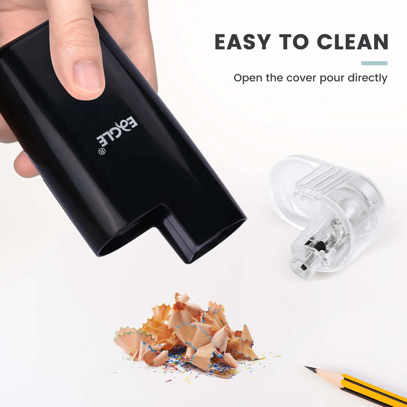 EAGLE Electric Pencil Sharpener for Artists Kids Adults Colored Pencils Battery-Operated, Portable, Manual/Electric Compatible