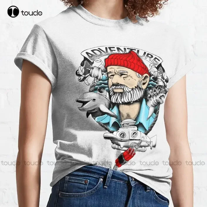 Adventure With Dynamite Wes Anderson Bill Murray Team Zissou Life Aquatic T-Shirt Pink Shirt O-Neck Streetwear Oversized Xs-5Xl