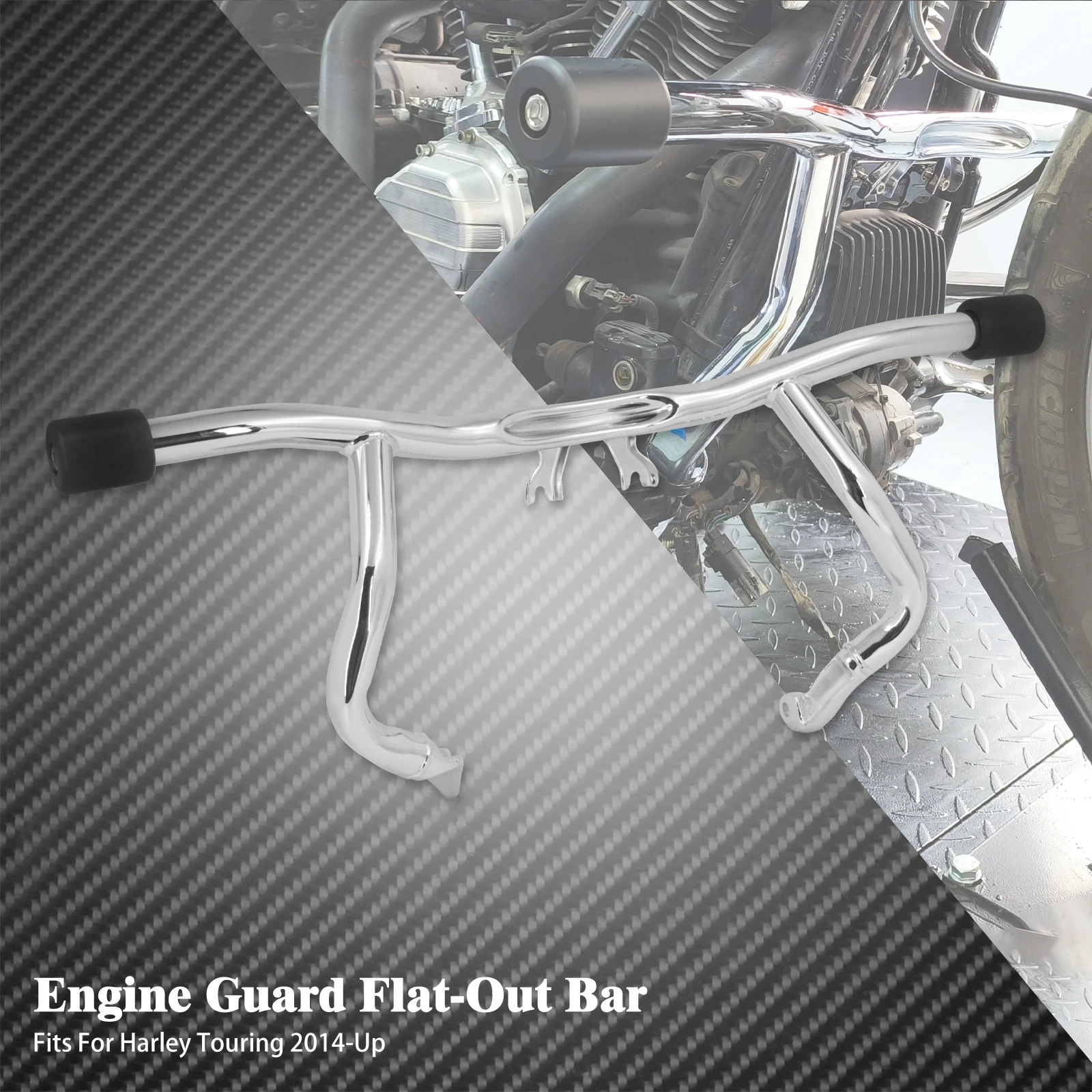 Motorcycle Highway Engine Guard Flat Out Crash Bar Front Falling Protection For Harley Touring Street Glide Road Glide 2014-2022