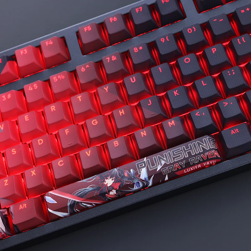 108 Keys/set GRAY RAVEN PUNISHING Lucia Keycap PBT Dye Subbed Backlit Keycaps Anime Gaming Key Caps For ANSI 61 87 104 108