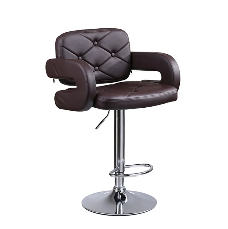 

Professional Manufacture Modern Bar Stool Chairs With Back and Arms Adjustable Upholstered Leather Dining Chair for Night Club