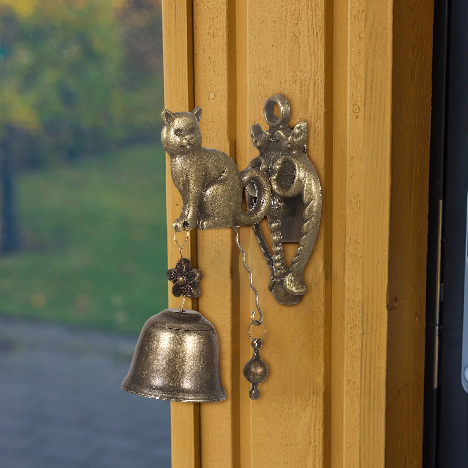 

Vintage Metal Cat Wind Chime Doorbell Rustic Handmade Outdoor Garden Yard Shopkeepers Bell Retro Animal Chime Hanging Door Bell