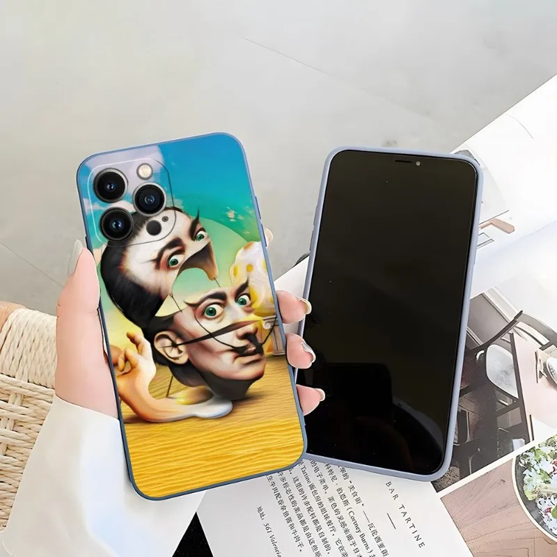 Salvador Dali Art Phone Case Candy Color For IPhone 14 12 13 11 Pro Max Mini X XR XS Max 7 8 Plus Soft Silicon Cover