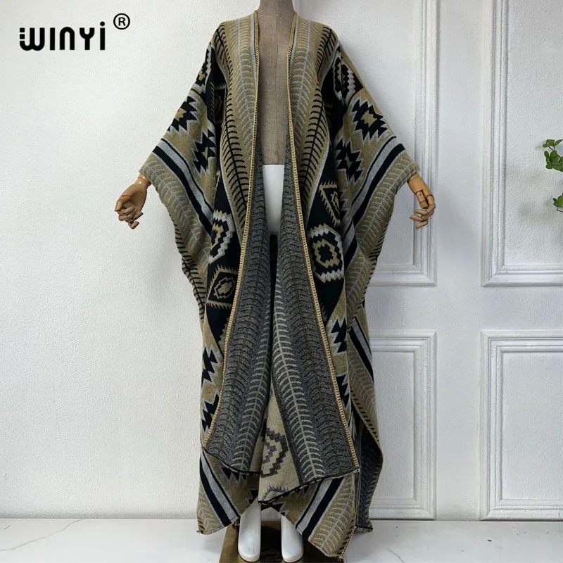 WINYI new Africa printed Winter cardigan woman kimono Fashion party dress Thick Warm Female abaya winter outfits for women coat