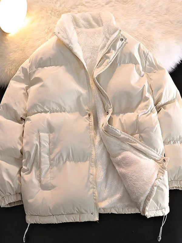 

Мужская утепленная куртка из хлопка с начесом из овечьей шерсти, с воротником-стойкой, свободного кроя, зимняя верхняя одежда, модный бренд, для подростков и школьников средних классов