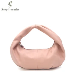 SC Luxury Soft Genuine Leather Hobo for Women Small Slouchy Top-handle Bag Solid Color Brand Minimalist Design Handbag Versatile