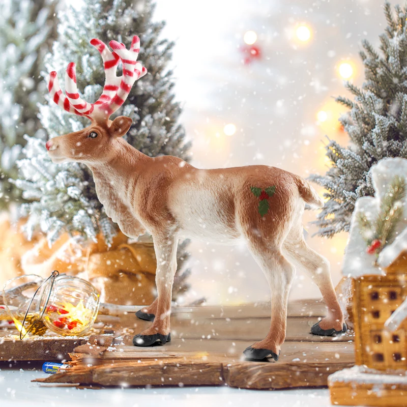 Oenux Mini Weihnachtsbäume Zeder Waldtiere Kuchendeckel Zubehör Fuchs Hirsch Kaninchen Eichhörnchen Antilope Modell Dekor Kinderspielzeug – Detail 7