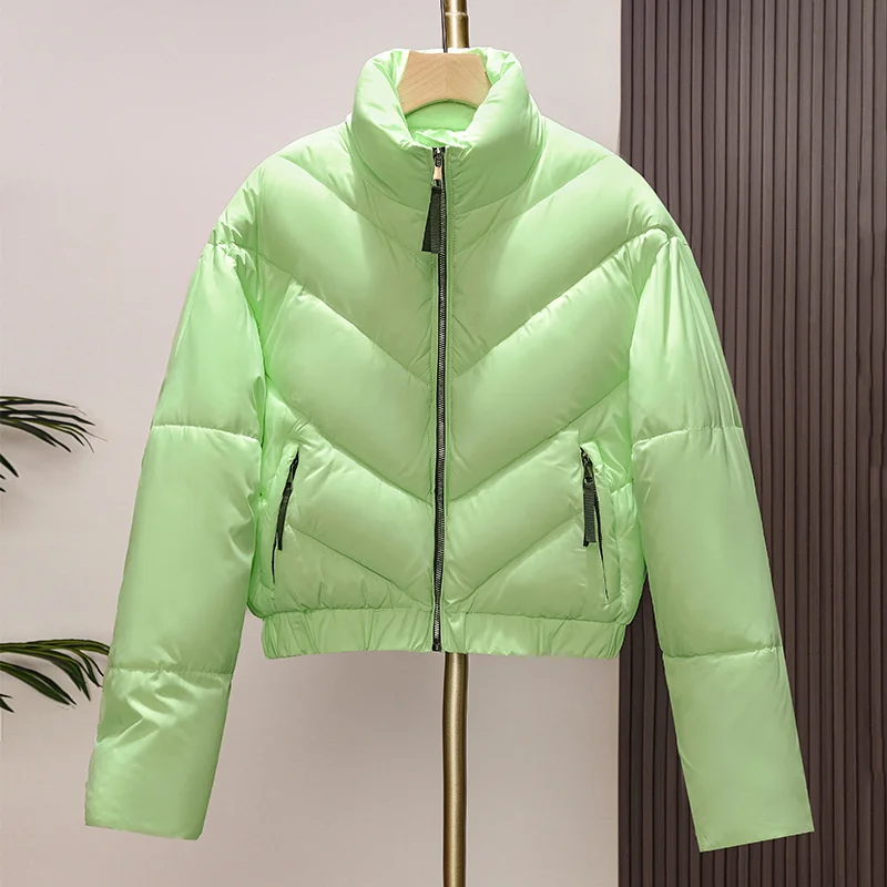 2024 New Women Winter Jacket Fashion Candy Color Short Down Cotton Jacket Warm Bread Cotton Clothes Female Winter Parkas Outwear