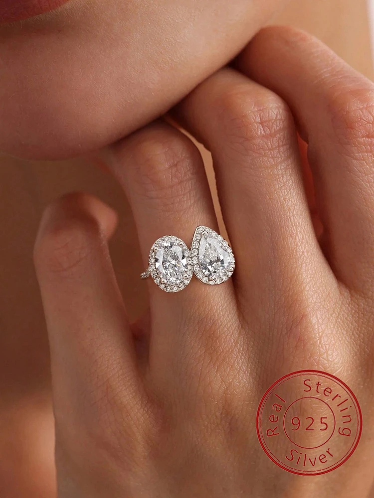 

Великолепное сверкающее овальное кольцо с цирконом из стерлингового серебра 925 пробы для женщин, помолвка, свадьба, повседневная одежда, роскошные ювелирные изделия