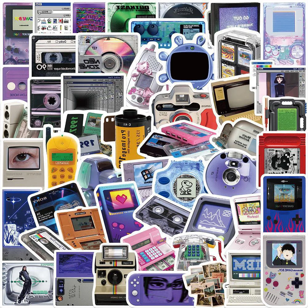 

10/30/50pcs Retro Cartoon Computer Game Console Stickers Cute Cartoon Decals Toy DIY Notebook Laptop Fridge Kid Graffiti Sticker