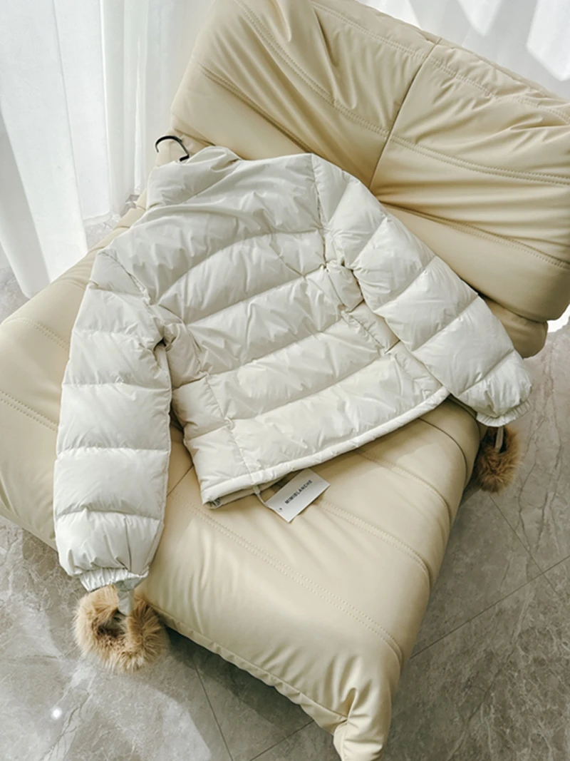 Hiver nouveau Sle coupe ajustée blanc Du vers le bas Jaet col montant 90 blanc Du plume chaleur Polyester Fiber dames manteau