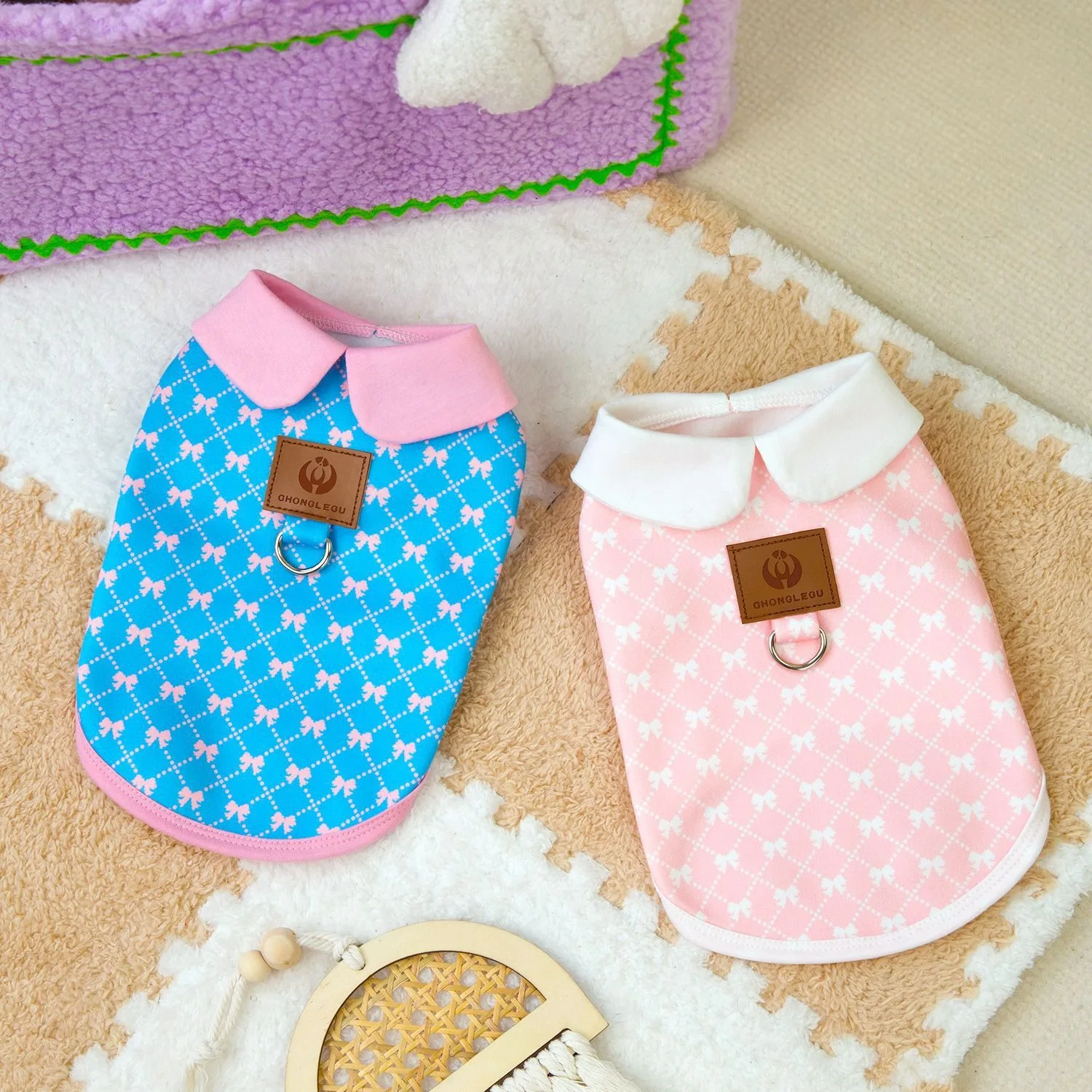 Winter Warm Dog Sweatshirt Teddy Bow Tie Clothes Bichon Frise Small Dog Navy Collar Pullover Cat Two Legs Apparel Pet Supplies