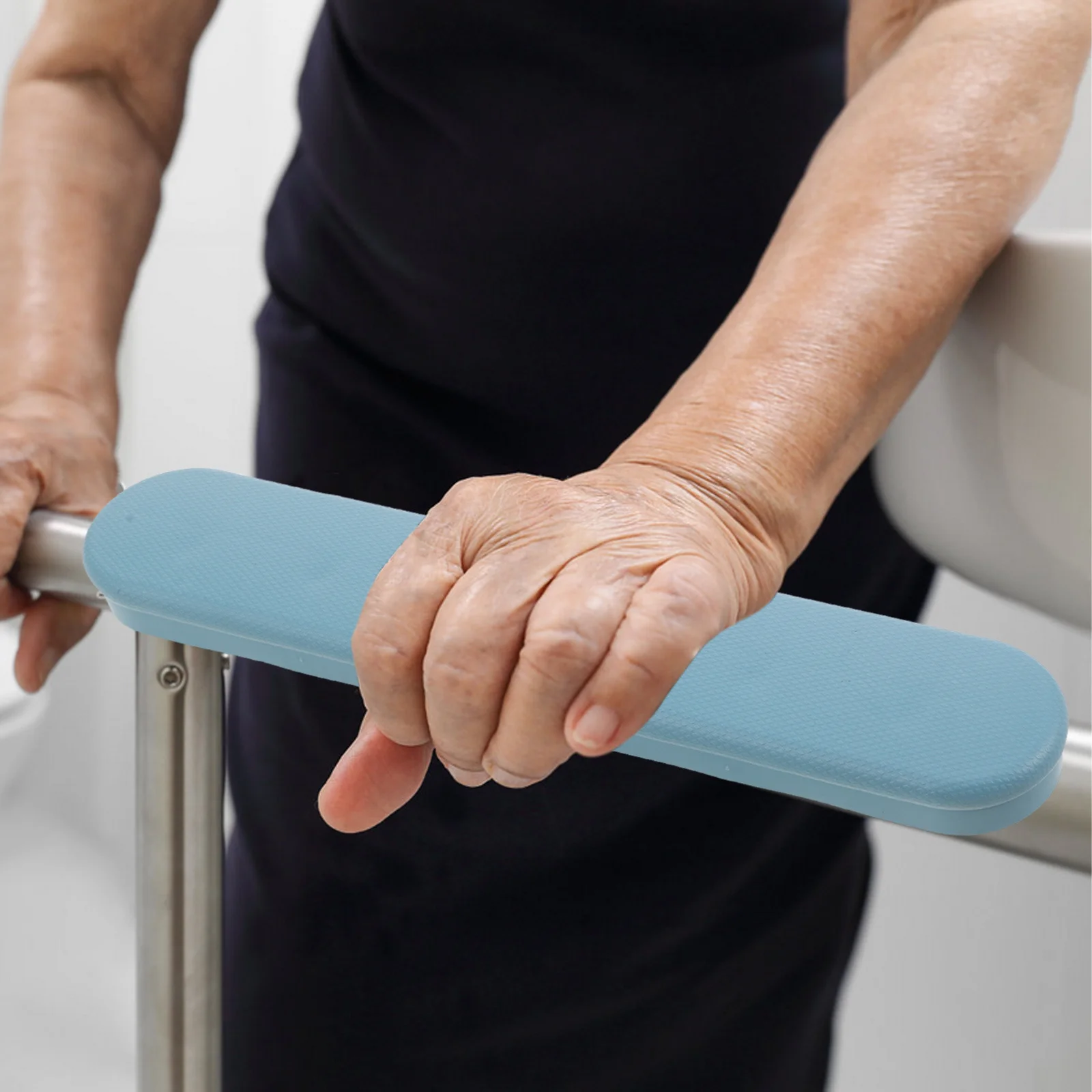 3Pair Plastic Commode Chair Arm Pads Replacement Non Slip Bedside Toilet Chair Armrest Caps Durable Folding Support For Elderly