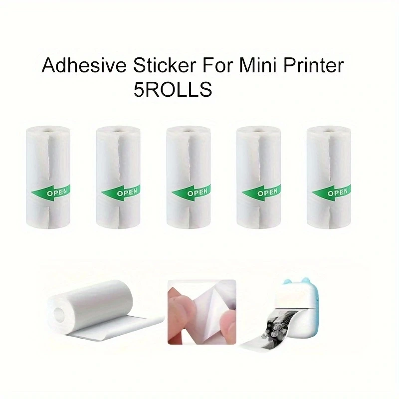 Mini Thermal Printer Paper with Self-adhesive Printable Sticker Paper Roll Direct 57*25mm for PeriPage A6 Pocket PAPERANG P1/P2