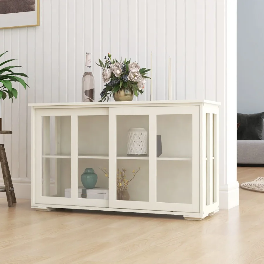 

Kitchen Storage Stand Cupboard With Glass DoorWhite