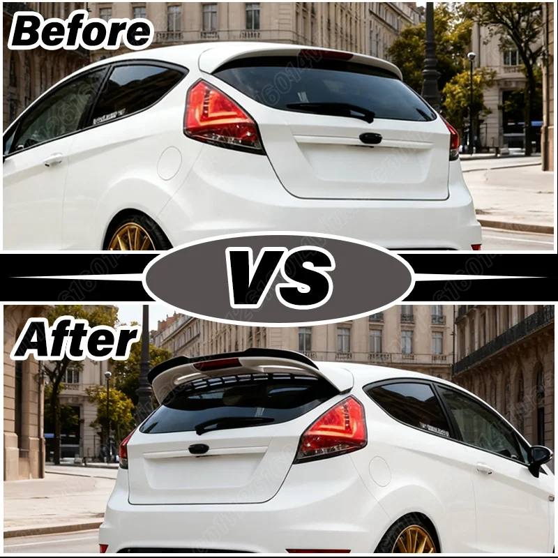 For Ford Fiesta ST Line MK6 MK6.5 2008-2017 Blade Style Rear Roof Spoiler Tail Fixed Wing Diffuser Roof Top Lip Splitter Car Kit