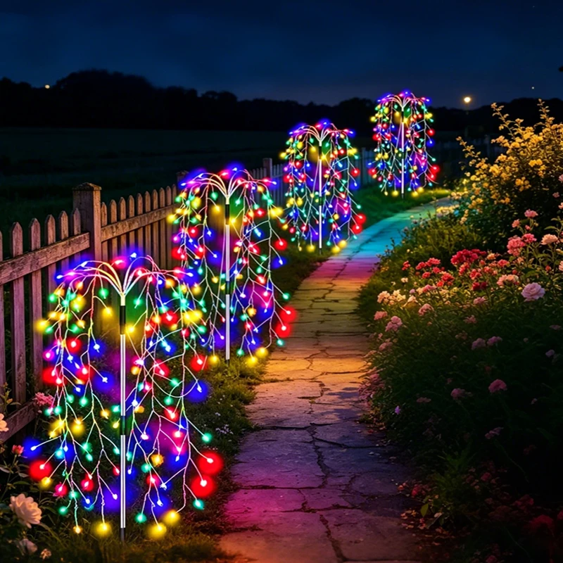 Outdoor LED Fireworks Decor Lights Solar Power Waterproof Courtyard Solar Lights Decor for Villa Path Street Lawn