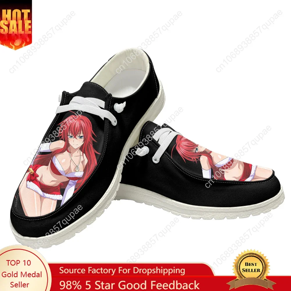 High School DxD Rias Gremory Casual Shoes Men Woman Anime Flat Shoe Breathable Indoor Outdoor Lightweight Footwear Couple Custom