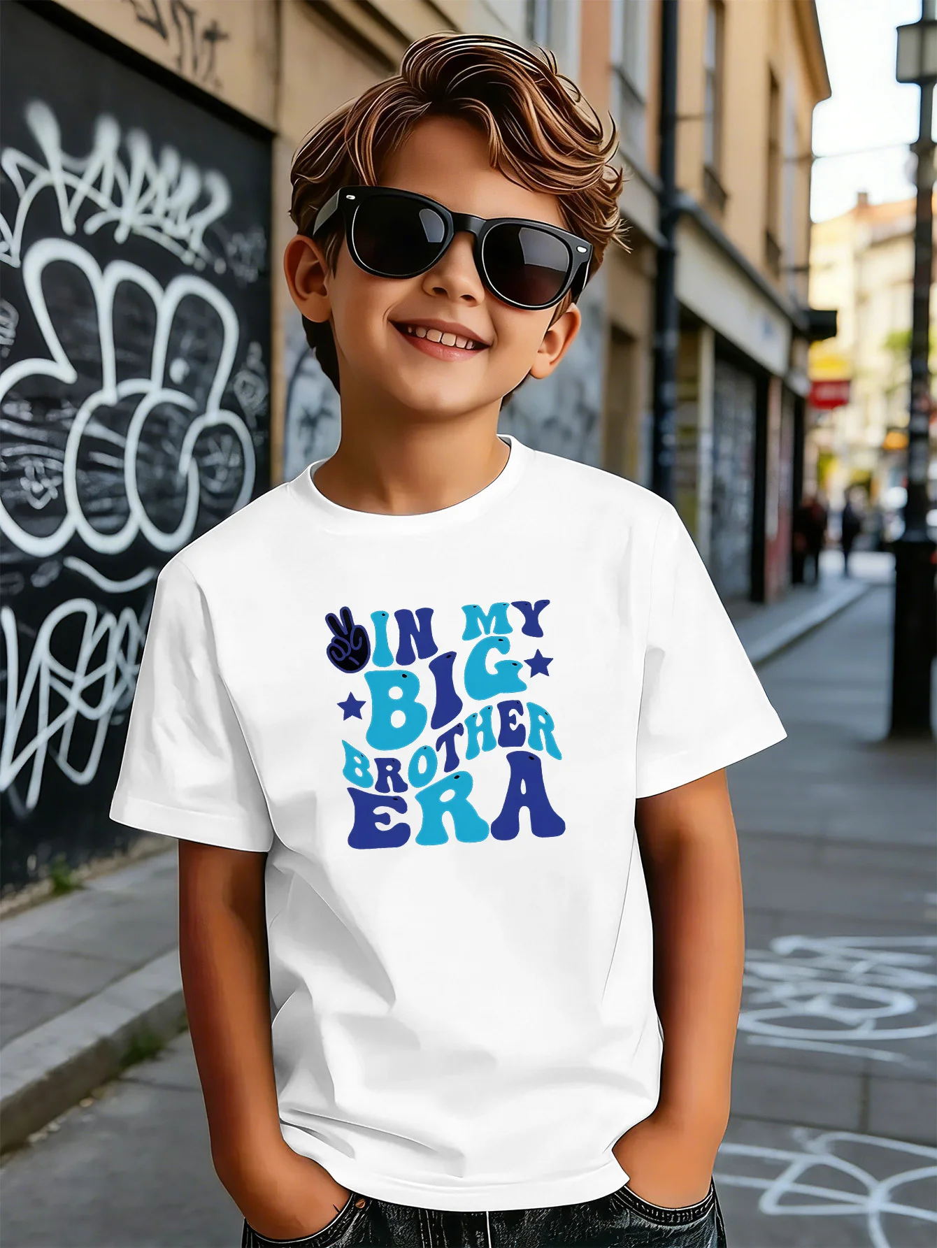 Big Brother Era Print Kids Tee Boys Girls Cotton Family Match Summer Soft Breathable Casual Unisex Kids Daily Short Sleeve Wear
