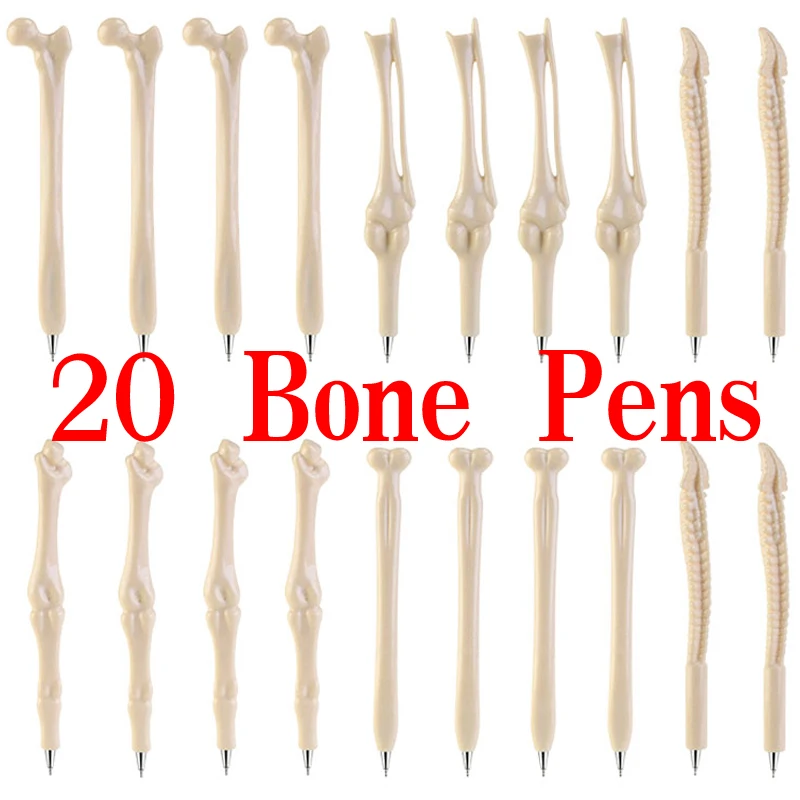 

20Pcs Novelty Bone Shape Ballpoint Pens Black Ink Pen Finger Pens Nurse Doctor Pen Stationery Gift Student Gift