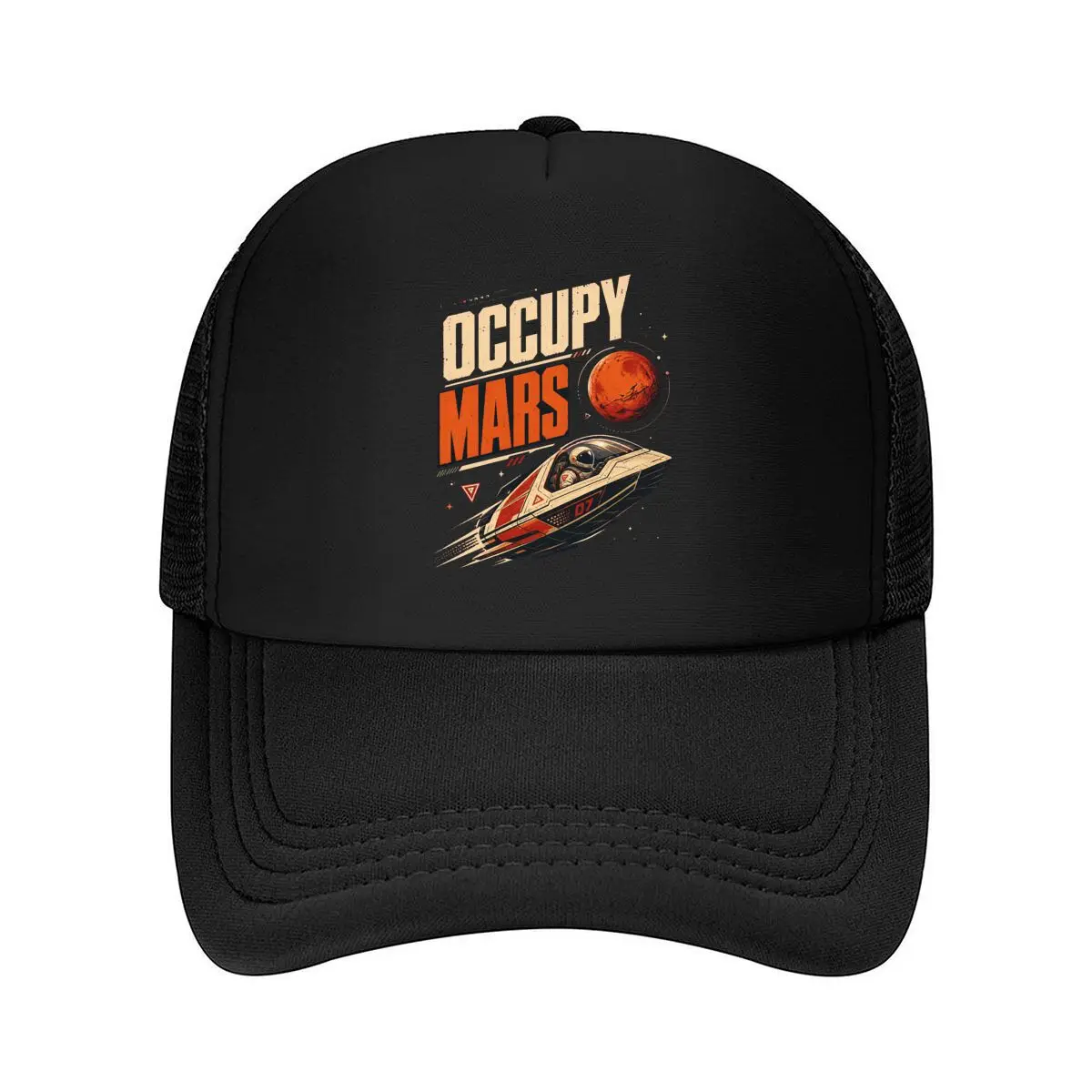 Casquette de baseball rétro en maille avec slogan de la mission Mars, motif spatial, en polyester, réglable, pour l'été, idéale pour le golf