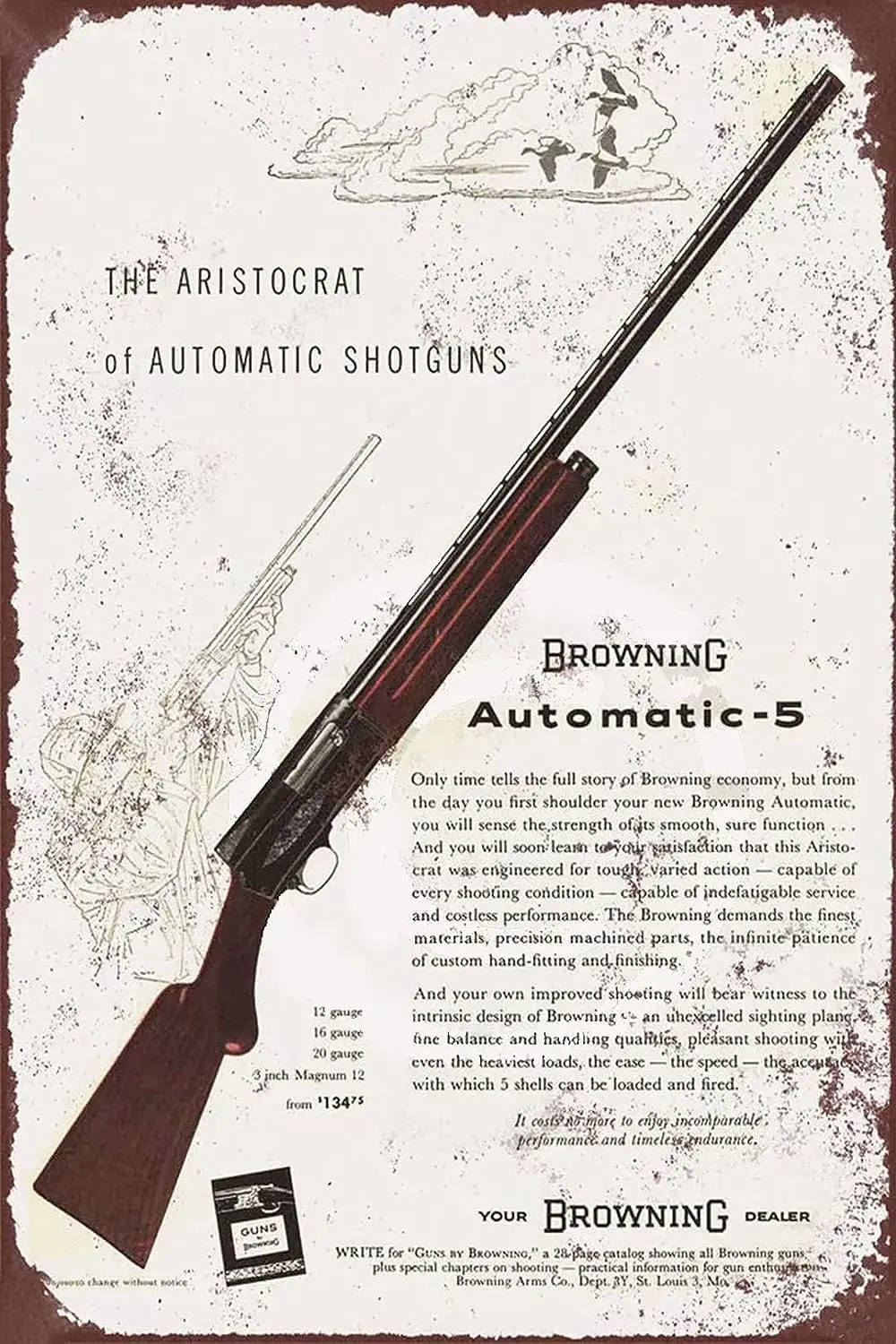 1958 Automatic-5 Shotgun Posters Wall Art Decor Tin Sign -  Inch,de18saA67