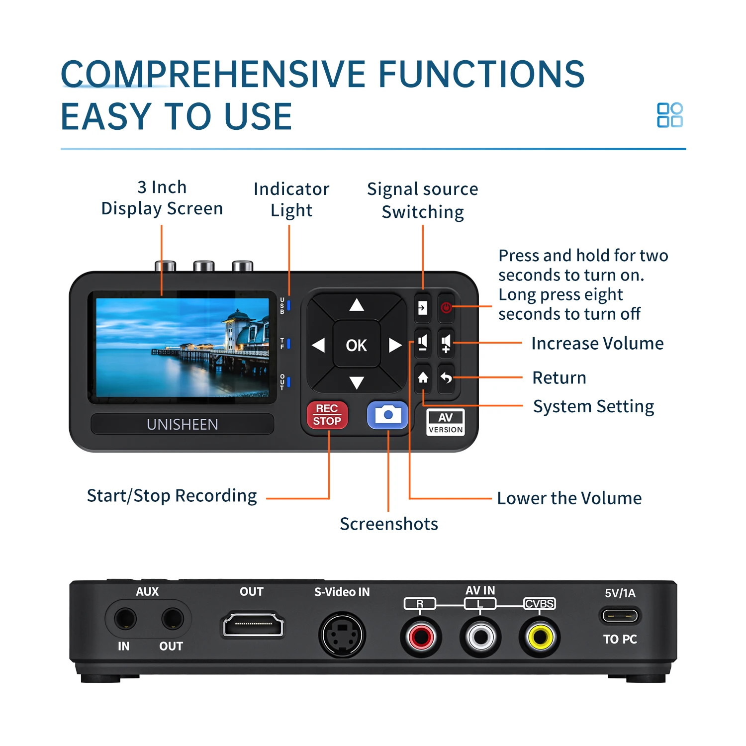 hit productVHS to Digital Converter with 3 Inch Display AV & HDMI Video Capture Device VCR to Digital Recorder for VHS Tapes - view 6