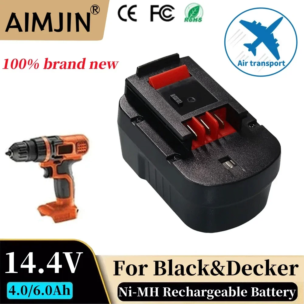 

14.4V 4000/6000mah Rechargeable Tool Battery For Black&Decker A12 A12EX FSB12 FS120B A1712 HP HP12 Ni-MH Replacement Drill Batte