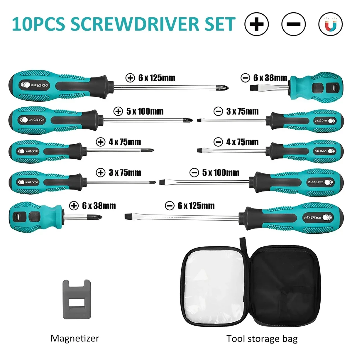 12Pcs Screwdriver Set With Magnetic Household Multifunctional Cross Straight Screwdriver Manual Screwdriver Maintenance Tool