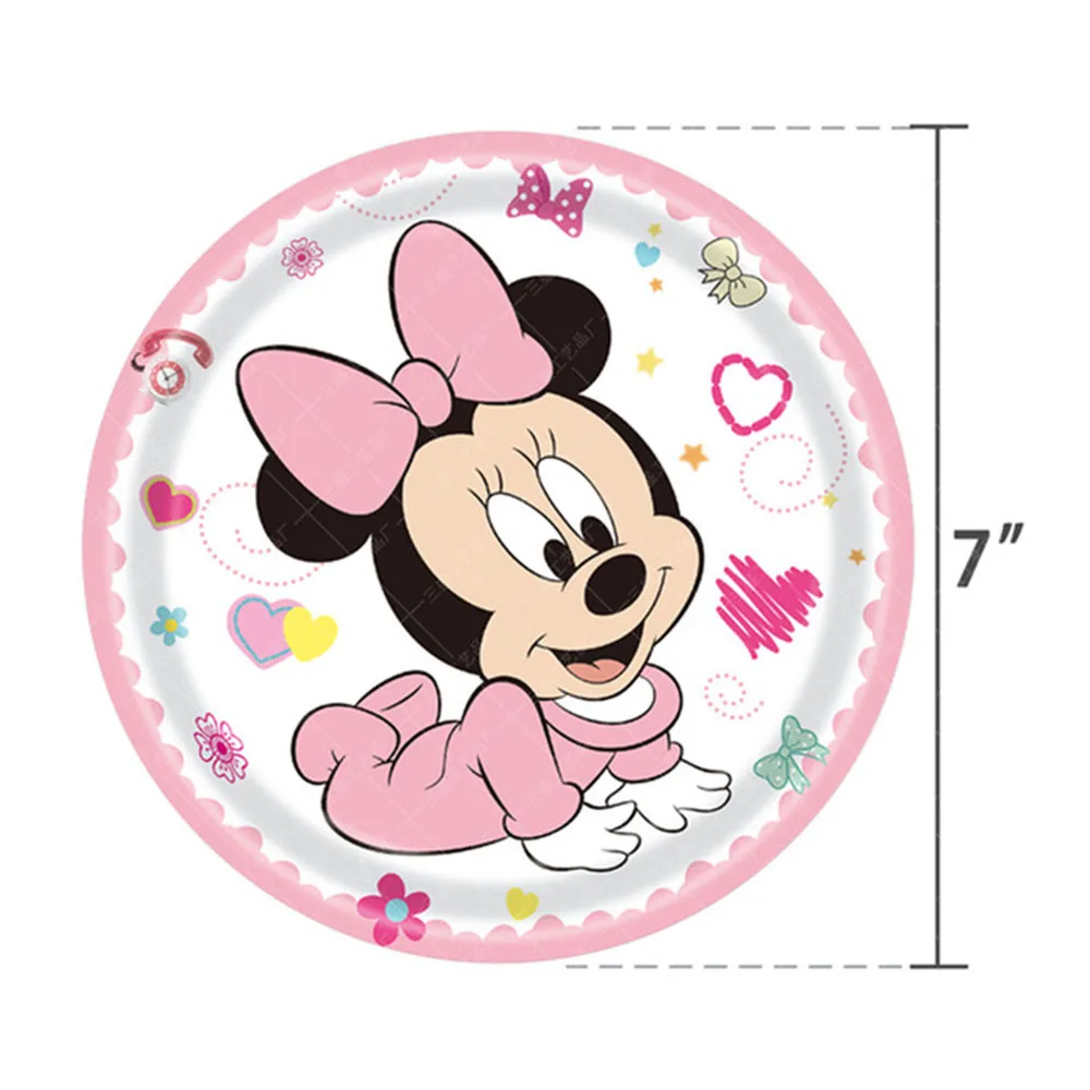 Motyw Myszki Minnie Dekoracja urodzinowa Obrus Minnie Kubek Talerz Serwetka dla dziewczynek Urodziny Party Supplies Baby Shower