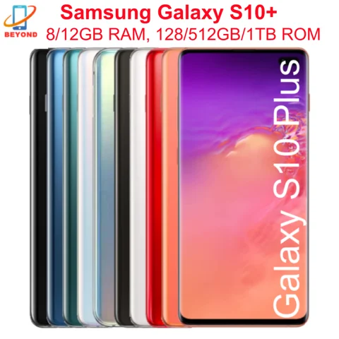 Samsung Galaxy S10 Plus S10 + G975F G975FD G975U1 G9750 6.4 "AMOLED RAM 8/12GB ROM 128/512GB/1TB NFC 4G LTE téléphone portable d'origine