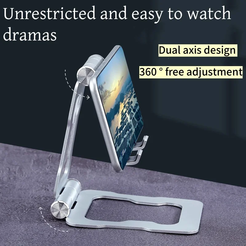 Suporte universal para telefone e tablet, liga de alumínio, preguiçoso e portátil, dobrável, todo em metal