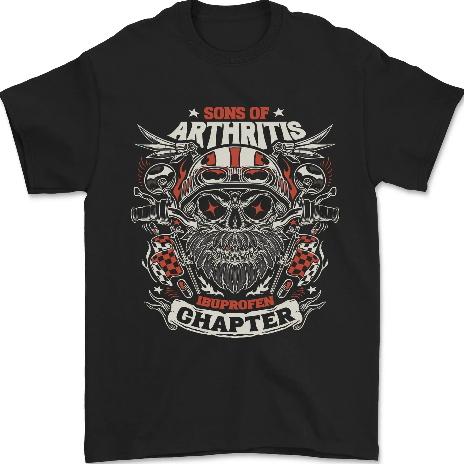 Sons of Arthritis Funny Biker Motorcycle Cotton Mens T-Shirt Short Sleeve Men's T-shirts for Summer Unisex