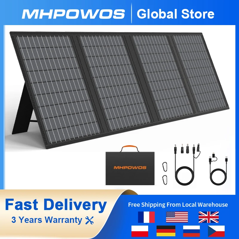 

MHPOWOS 18V Foldable Solar Panel 60W Mobile Solar Charger for Power Supply, Laptop, Solar Generator, Fishing Camping Phones