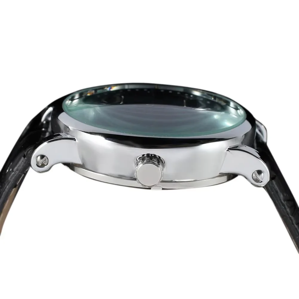 Picture 5: Trend calendar black face creative three pointer surface belt automatic mechanical men's wrist watch
