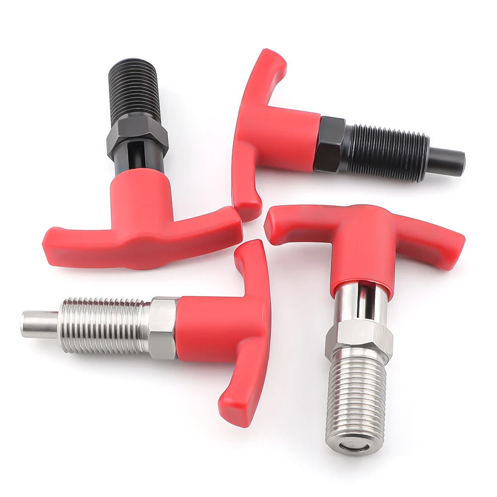 Veich Factory Outlet Plastic T-Handle Retractable Spring Loaded Indexing Plunger  High Quality Positioning Pin Red Konb With Nut