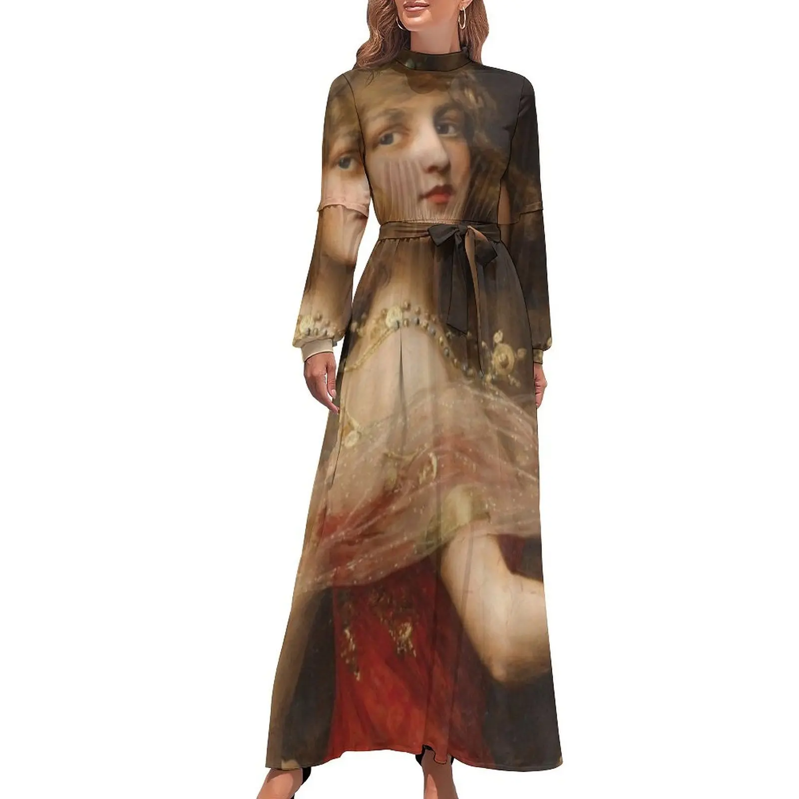 

Girl in Red Renaissance Painting Long Dress Women's skirt Clothing female