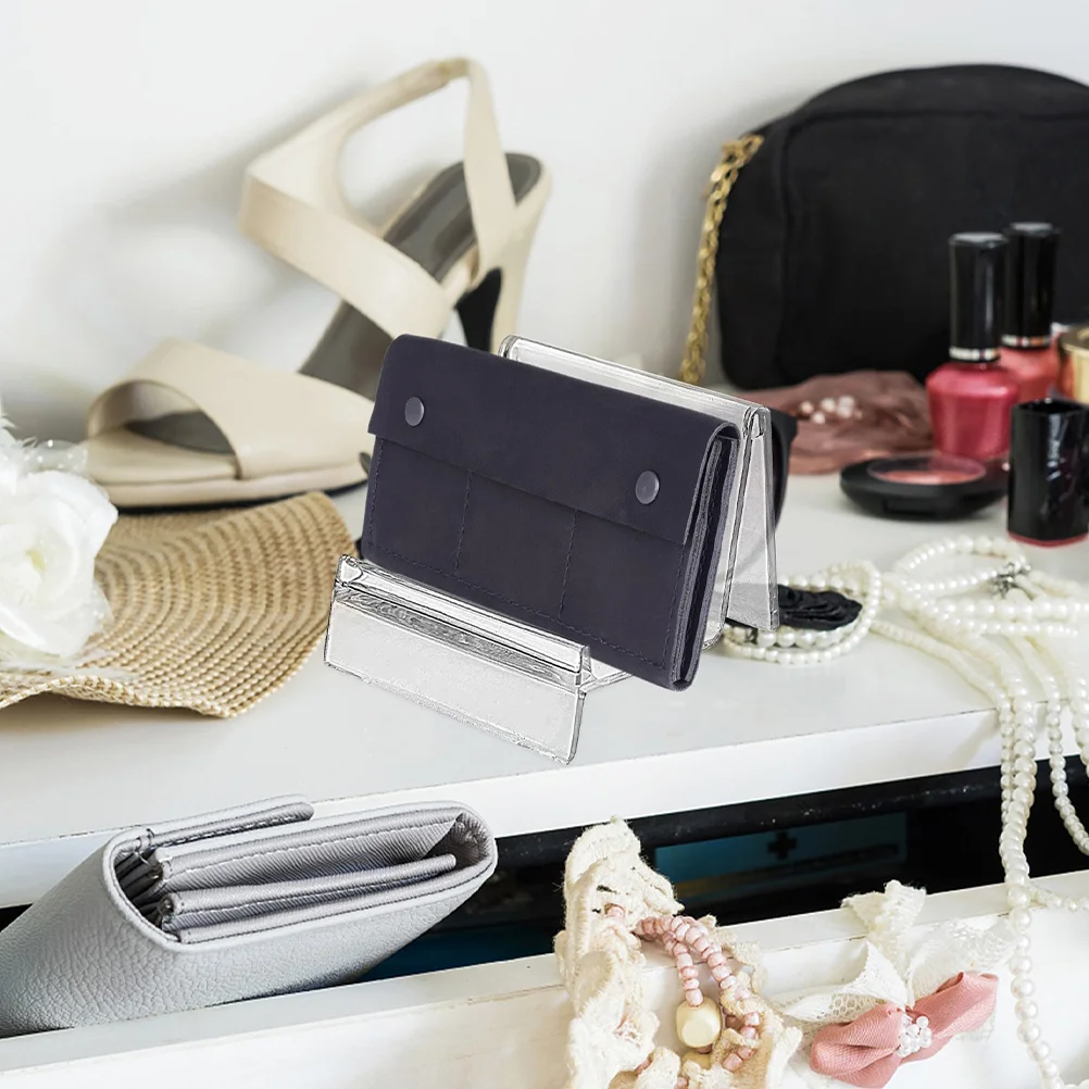 10 Pcs Transparent Material Business Cards Holder Wallet Display Rack Desktop Cards Stand Plastic Showing Stand for Office