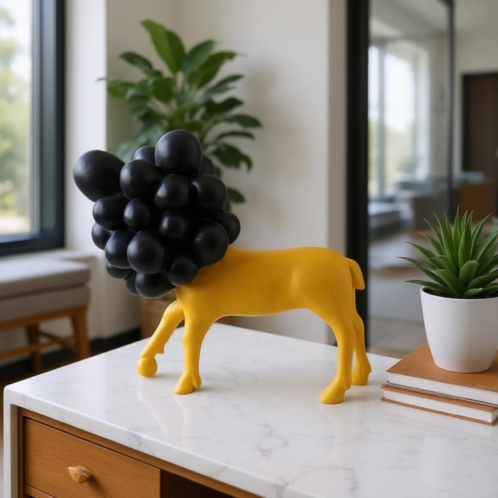 Bubble Dog Figurine Painted Finish Abstract Dog Figurine Sculpted Head