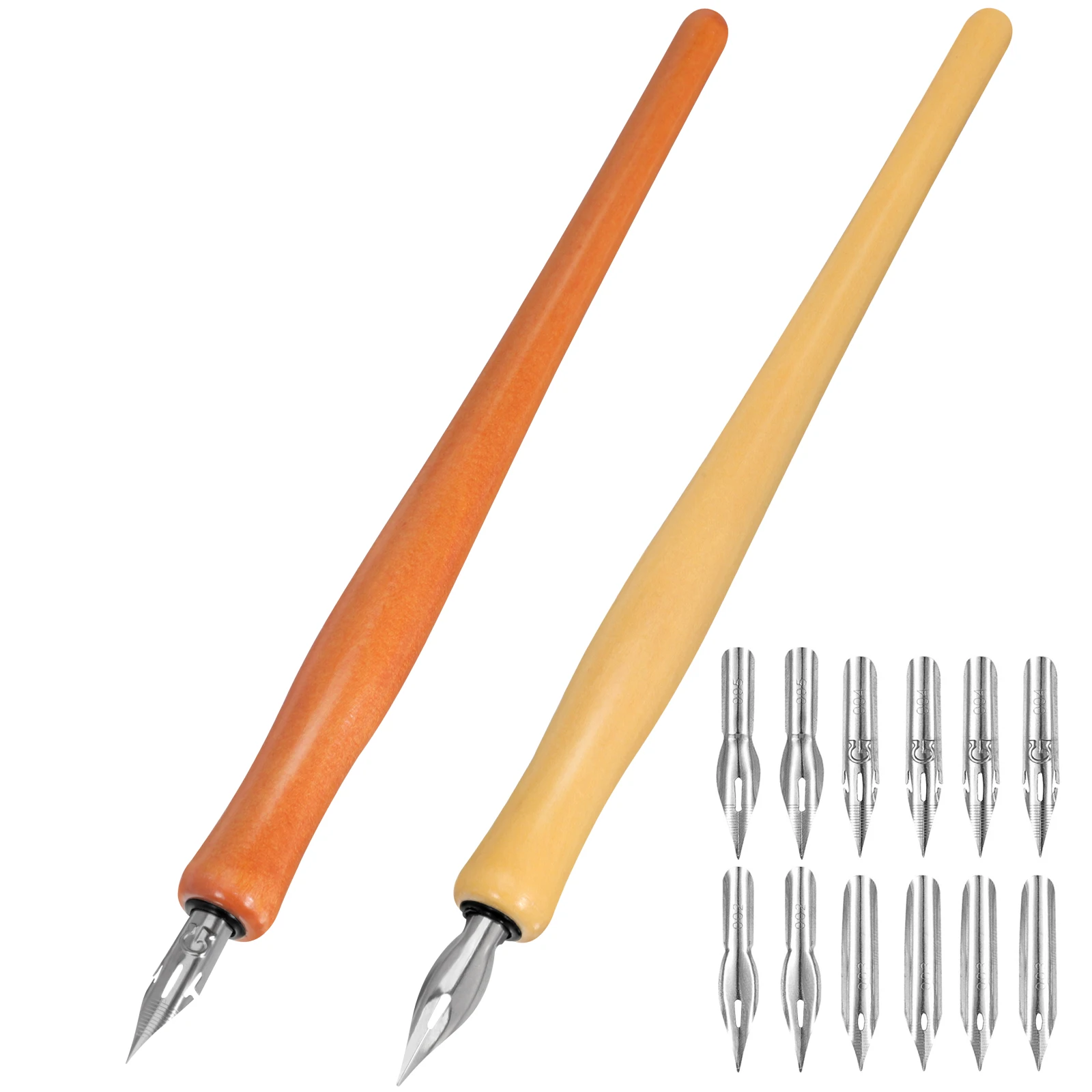 

1 Set Wooden Calligraphy Pen Bent Tip Smooth Writing Practice Tool Vintage Dipping Pen For Drawing Signing Painting Art Supplies