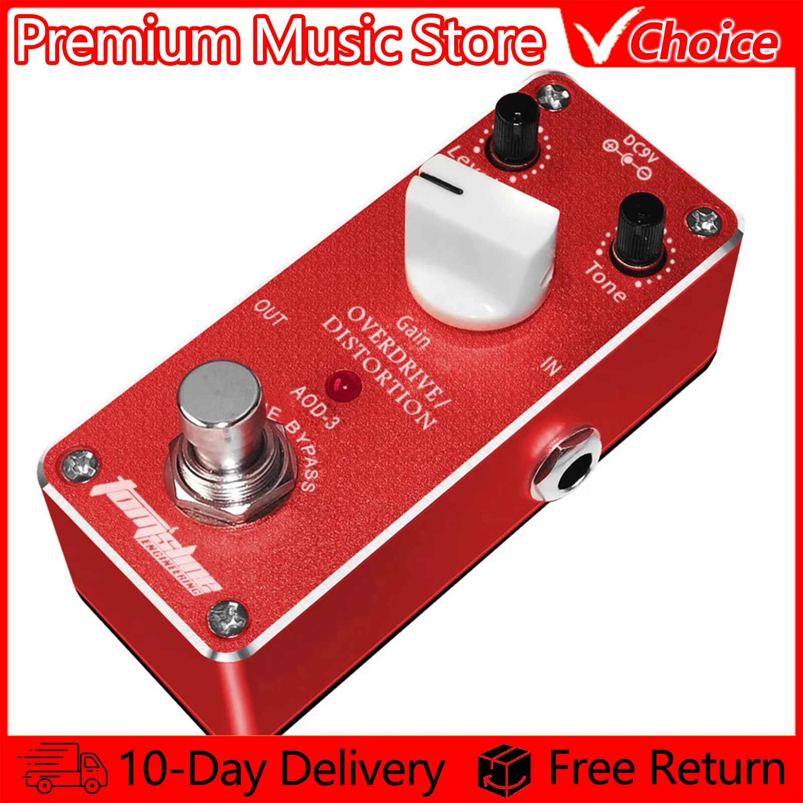AROMA Electric Guitar Pedal AOD-3 Overdrive Distortion Effect Pedal Aluminum Alloy Housing True Bypass Guitar Parts  Accessories