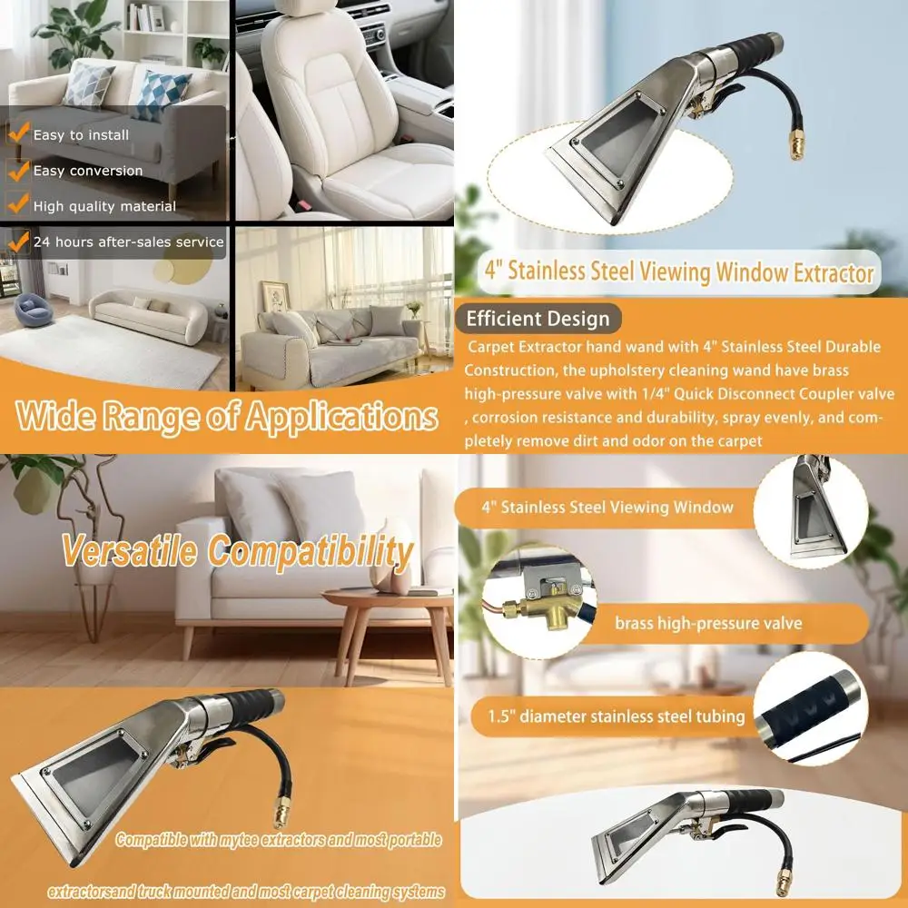 

Upholstery Cleaning Hand Wand with Clear View Window, Portable Carpet Extractor for Mytee/ShopVac Attachments