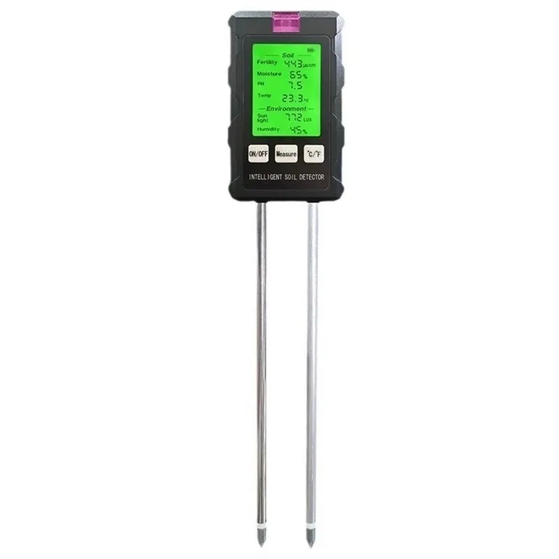 6 in 1 Soil PH Meter Sunlight Ambient Humidity Temp Soil Moisture Testment Nutrient Fertility Detector Garden Soli Analyzer