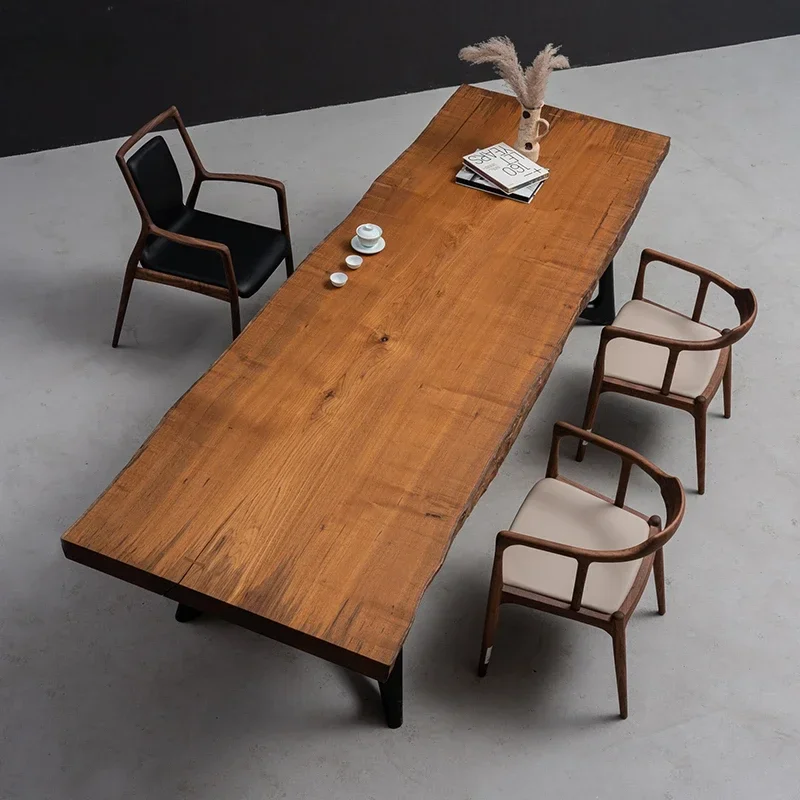 

Myanmar Wacheng teak large board solid wood tea table log office desk island table simple