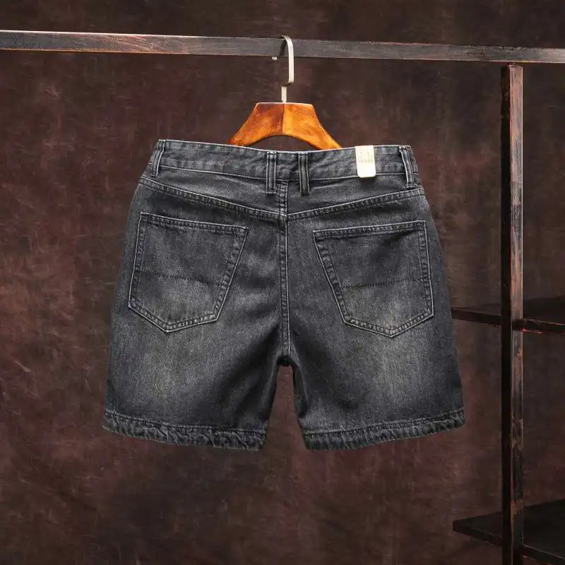 الرجال جينس قصير السراويل نحيل ريترو الأزرق الذكور الدنيم السراويل الجديدة في لمط مع سستة تمتد خمر Harajuku وقح كاوبوي